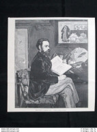 Ritratto Di Emile Zola A Ventotto Anni - Da Un Quadro Di Manet Stampa Del 1902 - Autres & Non Classés