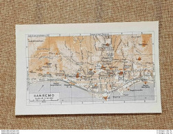 Pianta O Piantina Del 1937 La Città Di Sanremo Liguria T.C.I. - Mapas Geográficas