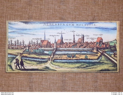 Veduta Aldenburgum Holsatie O Oldenburg Anno 1572 Braun E Hogenberg Ristampa - Geographische Kaarten