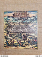 Veduta Della Città  Cusco O Cuzco Perù Anno 1572 Braun E Hogenberg Ristampa - Geographische Kaarten