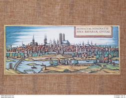 Veduta Della Città Monaco Di Baviera Germania Anno 1572 Braun Hogenberg Ristampa - Cartes Géographiques