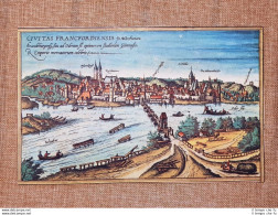 Veduta Città Francoforte Sull'Oder Germania Anno 1572 Braun E Hogenberg Ristampa - Cartes Géographiques