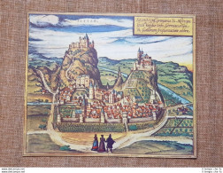 Veduta Della Città Sitten O Sion Germania Anno 1572 Braun E Hogenberg Ristampa - Landkarten