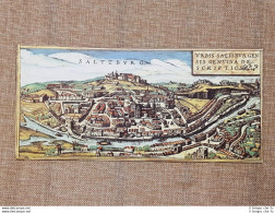 Veduta Città  Salisburgo O Salzburg Austria Anno 1572 Braun E Hogenberg Ristampa - Cartes Géographiques