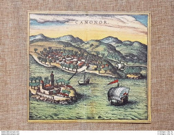 Veduta Della Città Kannur O Cannanore India Anno 1572 Braun E Hogenberg Ristampa - Mapas Geográficas