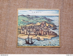 Veduta Della Città Ormus Hormoz Hormuz Iran Anno 1572 Braun E Hogenberg Ristampa - Cartes Géographiques