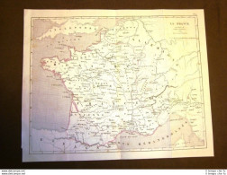 Carta Geografica O Mappa La Francia Pace Di Cateau-Cambrésis Incisione Del 1850 - Cartes Géographiques