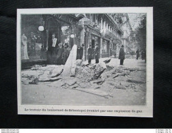 Marciapiede Del Viale Di Sebastopoli Sventrato Da Un'esplosione Stampa Del 1905 - Otros & Sin Clasificación