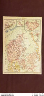 Danimarca Bornholm Islanda Far Oer Scala 1:2000000 Carta Geografica O Mappa 1913 - Altri & Non Classificati