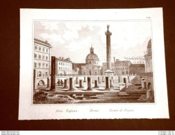 Roma Foro Trajano O Traiano Incisione Su Rame All'acquaforte Del 1835 Audot - Before 1900