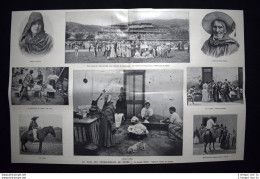 Moda E Costume In Cile+Piazza Delle Armi, Santiago+Ferrovia Cile Stampa Del 1906 - Autres & Non Classés