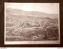 Incisione Del 1891 Rarissimo Panorama Di Aquila - Abruzzo E Molise - Avant 1900