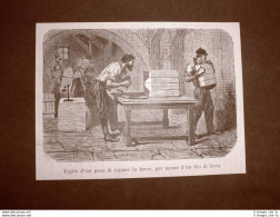 Moda E Costume In Italia Nel 1876 Taglio Di Un Pane Di Sapone In Barre Con Filo - Avant 1900