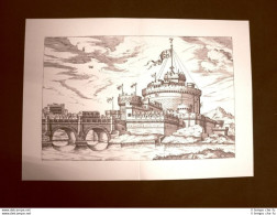 Castel Sant'Angelo Roma Italia Incisione Di Merian Matthäus Del 1640 Ristampa - Andere & Zonder Classificatie