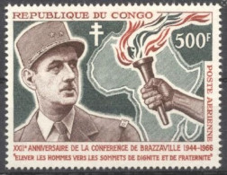 Congo Brazaville 1966, 22nd Anniversary Of Brazzaville Conference, De Gaulle, 1val - De Gaulle (Général)
