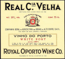 Port Wine Label, Portugal - REAL Cia. VELHA Vinho Porto WHITE PORT -|- Cª Vinhas Alto Douro, Vila Nova De Gaia - Sonstige & Ohne Zuordnung