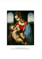 Madonna And Child (The Litta Madonna), Leonardo Da Vinci Unused Art Postcard. Publisher Aurora Art Leningrad USSR 1980 - Malerei & Gemälde