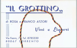 Souvenir D'un Passage à "Il Grottino", (Rosa E Franco Atzori) Vini E Liquori, Sorrento (Sorrente) Années 1970 - Publicités