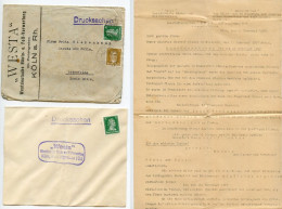 Germany 1927 Cover W/ Letter; Köln - WESTA, Westdeutsche Häute- U. Fell-Verwertung; 5pf. Schiller & 3pf. Goethe - Covers & Documents