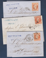 Napoléon N° 16  - Lot De 3 Lettres -  Cote : 90 € - 1853-1860 Napoléon III.