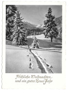 RPPC Frohliche Weinachten Christmas Path In Snow Mountains Germany HORN 4X6 Postcard - Sonstige & Ohne Zuordnung