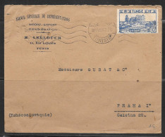 1947 Tunisia (1-VIII) Corner Card To Czechoslovakia - Tunesië (1956-...)