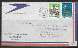 1965 South Africa Johannesburg Waldorf Hotel To Germany - Cartas & Documentos