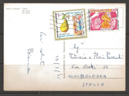 Tunisia 1975 30-3, Gafsa, Pear Stamp, Postcard To Bologna Italy - Tunesië (1956-...)