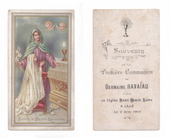 Lille, 1re Communion De Germaine Ravaïau, église Saint Benoît Labre, 1912 - Devotion Images