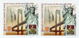 FRANCE BLOC DENTELE ET NON DENTELE DES 4 JOURS DE MARIGNY -MAI 2024 MARCHE AUX TIMBRES DE PARIS LES 500 ANS DE NEW YORK - Carré Marigny