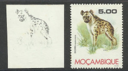 Mozambique 1976 Preuve De Couleur Hyène Tachetée Moçambique 1976 Color Proof Spotted Hyena - Other & Unclassified