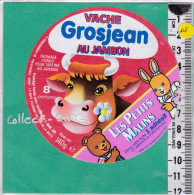 C1293 FROMAGE FONDU VACHE GROJEAN 8 PORTIONS AU JAMBON LES PETITS MALINS LAPIN OURS 1986 140 Gr - Kaas