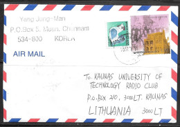 2001 South Korea Postal History (19.4.2001) To Lithuania - Corea Del Sur