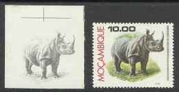 Mozambique 1976 Preuve De Couleur Rhinocéros Moçambique 1976 Color Proof Rhino Rhinocerus - Rhinozerosse