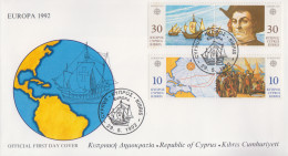 Enveloppe  FDC  1er  Jour    CHYPRE   Découverte  De  L' Amérique  Par  Christophe  COLOMB   EUROPA    1992 - 1992