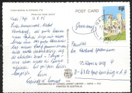 1985 30c Cathedral On Ppc Nadi Airport (17.8.85) To Germany - Fiji (1970-...)