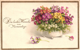 ILLUSTRATION, NAMEDAY, FLOWERS IN POT, SWITZERLAND, POSTCARD - Otros & Sin Clasificación