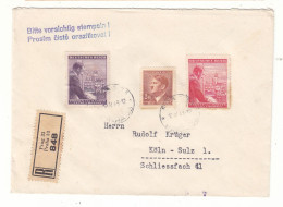 Tchècoslovaquie - Bohème & Moravie - Lettre Recom De 1943 - Oblit Prag - Exp Vers Köln - Hitler - - Briefe U. Dokumente