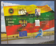 LITHUANIA 2009 Flag 1000th Anniversary MNH(**) Mi Bl 39 #Lt916 - Litauen