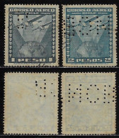 Chile 1930s 2 Stamp With Perfin NCB By National City Bank Of New York From Valparaiso Lochung Perfore - Chili