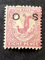 NSW  SG O 43   8d Lilac Rose Perf 12  MH* - Mint Stamps