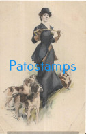 228540 ART ARTE SIGNED WOMAN ELEGANT AND VERY DOG BREAK POSTAL POSTCARD - Sonstige & Ohne Zuordnung