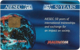 Malta - Maltacom - AIESEC 50 Years, 03.1999, 80U, 10.000ex, Used - Malta