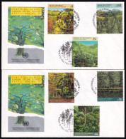 UNO NEW YORK - WIEN - GENF 1988 TRIO-FDC Rettet Den Wald - New York/Geneva/Vienna Joint Issues