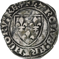 France, Charles VI, Blanc Guénar, Romans, Billon, TB+, Gadoury:377 - 1380-1422 Charles VI Le Fol