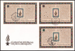 UNO NEW YORK - WIEN - GENF 1988 TRIO-FDC Menschenrechte - New York/Geneva/Vienna Joint Issues