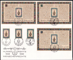 UNO NEW YORK - WIEN - GENF 1988 TRIO-FDC Menschenrechte - Gezamelijke Uitgaven New York/Genève/Wenen