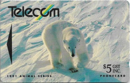 New Zealand - NZT (GPT) - Polar Bear - Animal Series - 9NZBB, 1991, 5$, 100.000ex, Used - Neuseeland