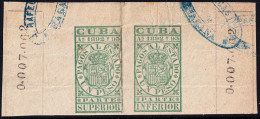 ESPAGNE / ESPANA - COLONIAS (Cuba) 1892/93 "PAGOS AL ESTADO" Fulcher 1117+1128 1P Sello Doble Usado (0.007.062) - Kuba (1874-1898)