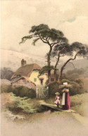 PAINTING, FINE ARTS, WOMEN AND CHILD, ARCHITECTURE, HOUSE, GERMANY, POSTCARD - Schilderijen